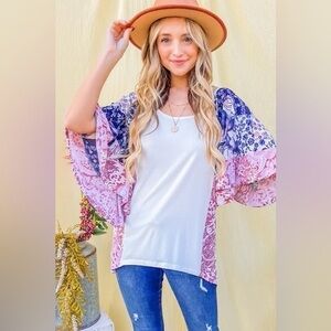 And The WhyFloral Print Bell Sleeve Top